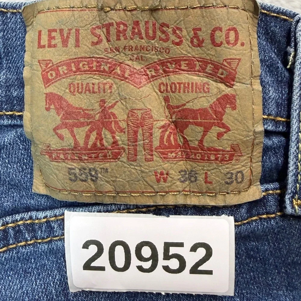 Levis 559 Jeans Mens 36x30 Blue Relaxed Straight Fit Stretch Workwear